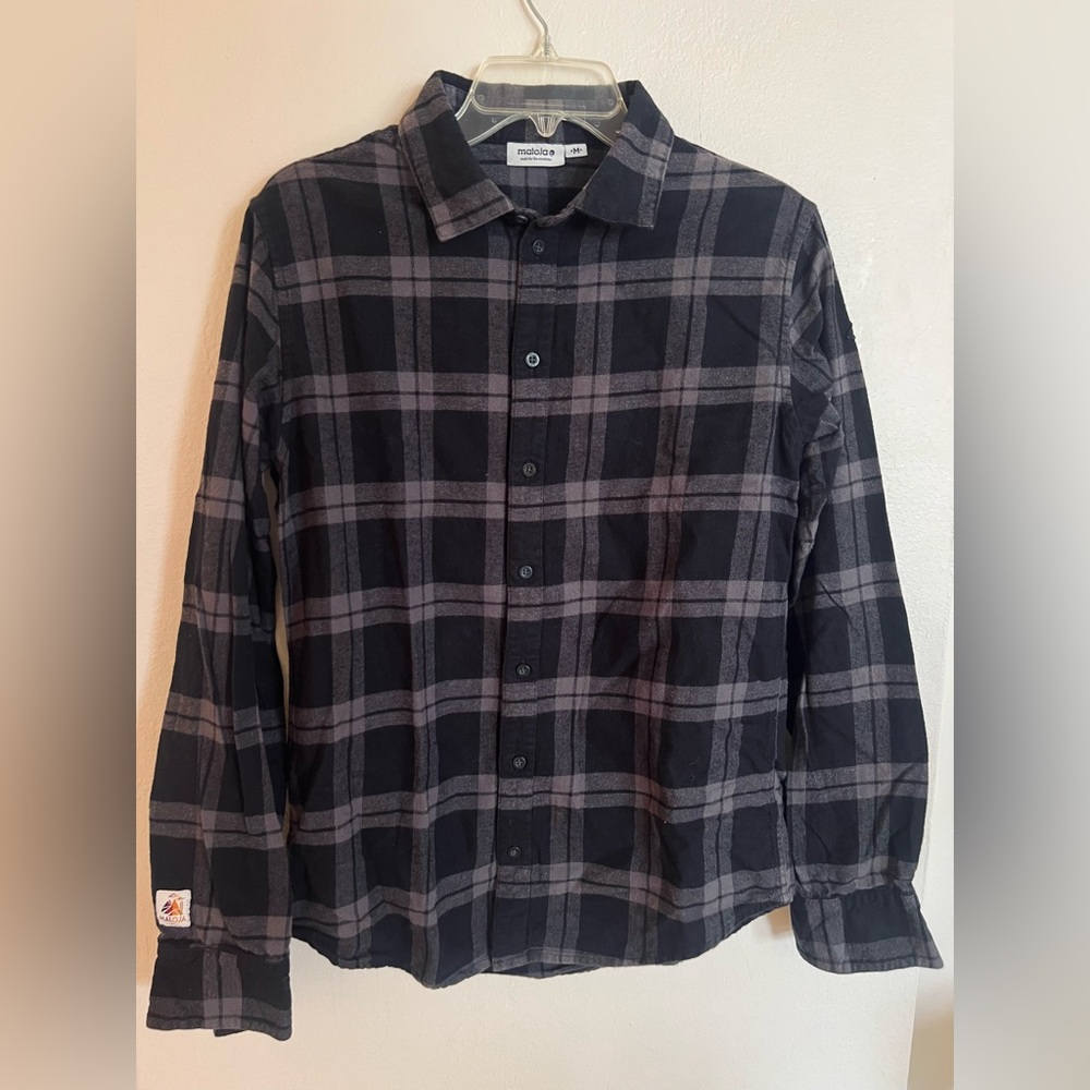 Maloja Black and Gray Checkered Button Down Shirt